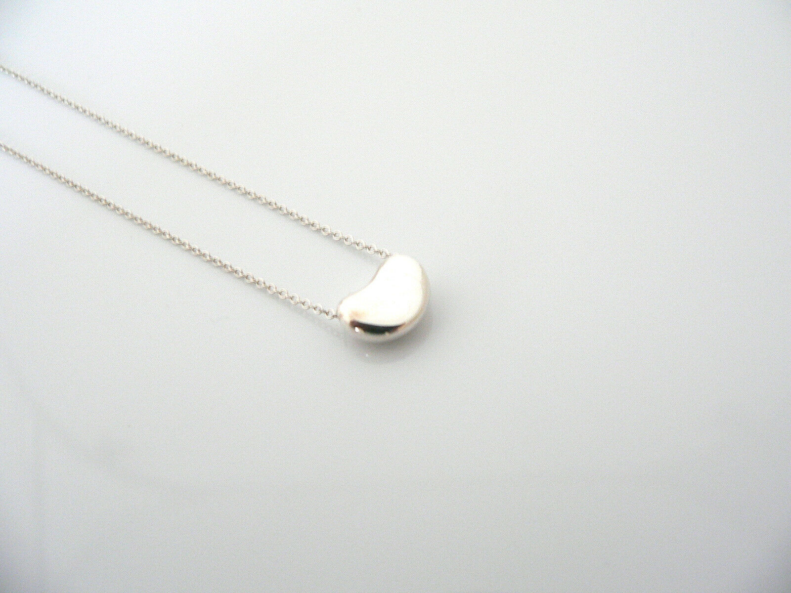 Tiffany & Co Silver Peretti Small Bean Necklace Pendant Charm Chain Gift Love