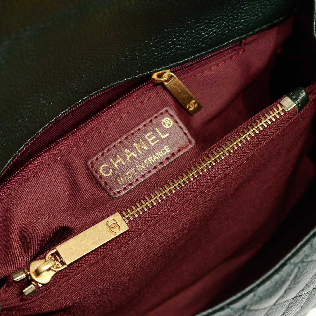 Chanel Stripe Gold Buckle Medium Shoulder Bag Handbag