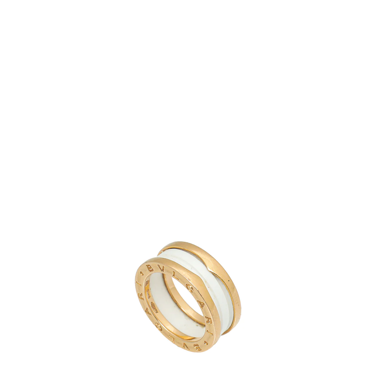 Bvlgari 18K Yellow Gold & Ceramic B. Zero 1 - 2 Band Ring 51