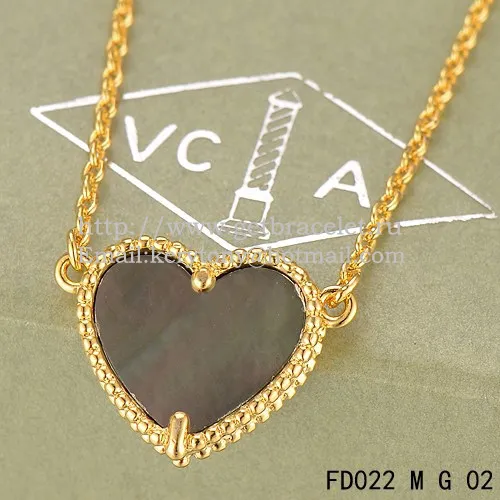 Van Cleef Arpels Sweet Alhambra Heart Pendant Yellow Gold With Gray Mother Of Pearl