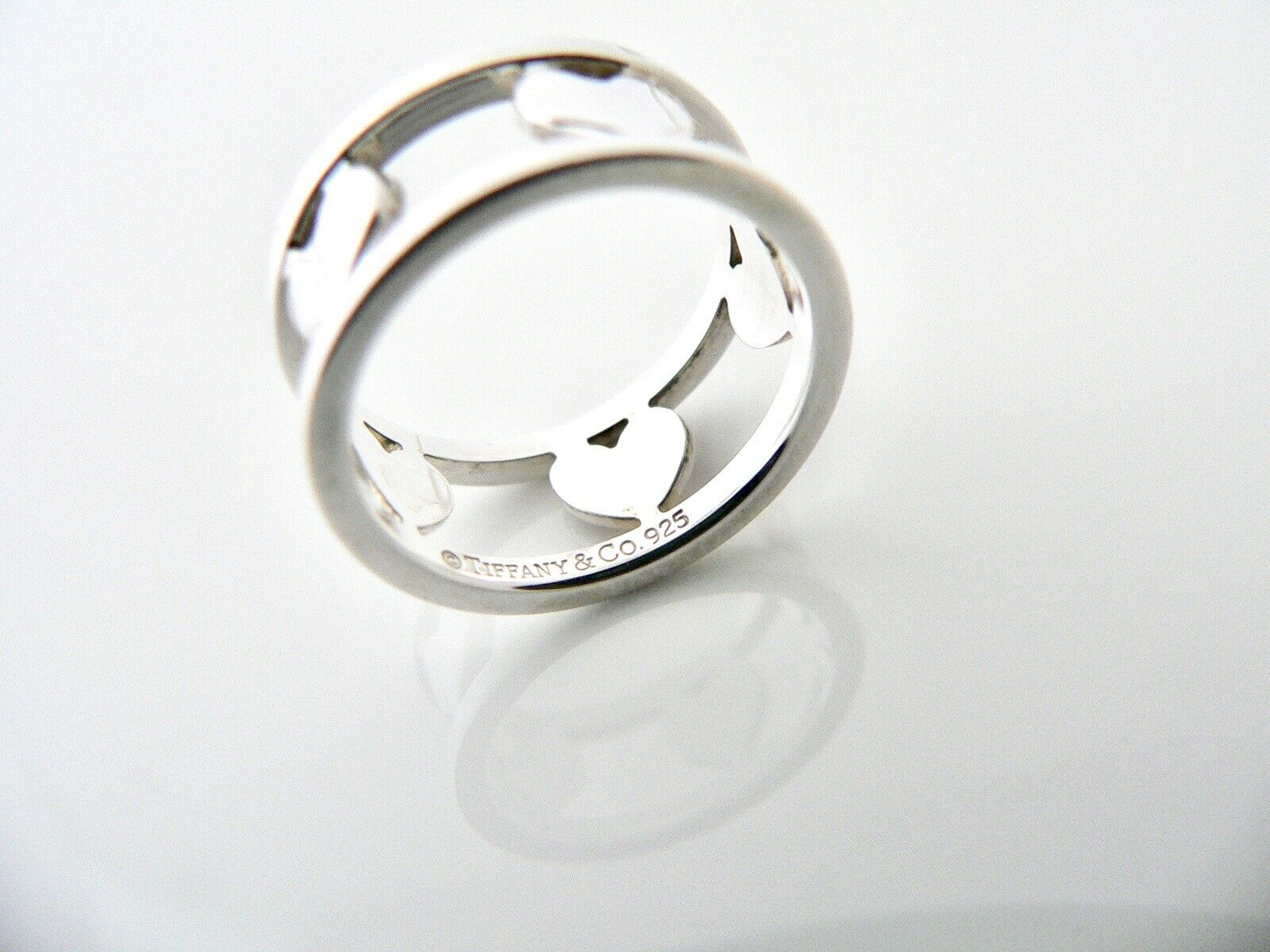 Tiffany & Co Silver Heart Bar Ring Band Sz 5.75 Rare Gift Love Statement