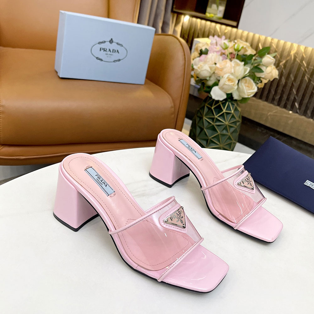 Prada  Leather Chunky Sandals Slide Sandal (Replica)