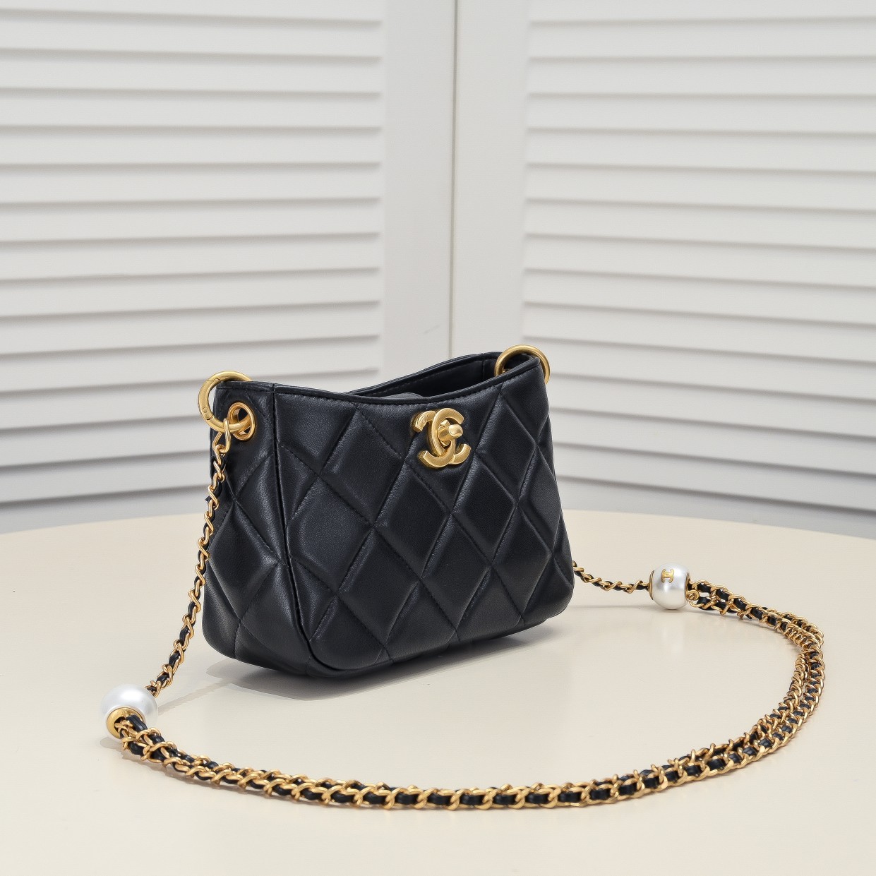 Chanel 24S Hobo Bag With Pearl Adjustable  Shoulder Bag Handbag