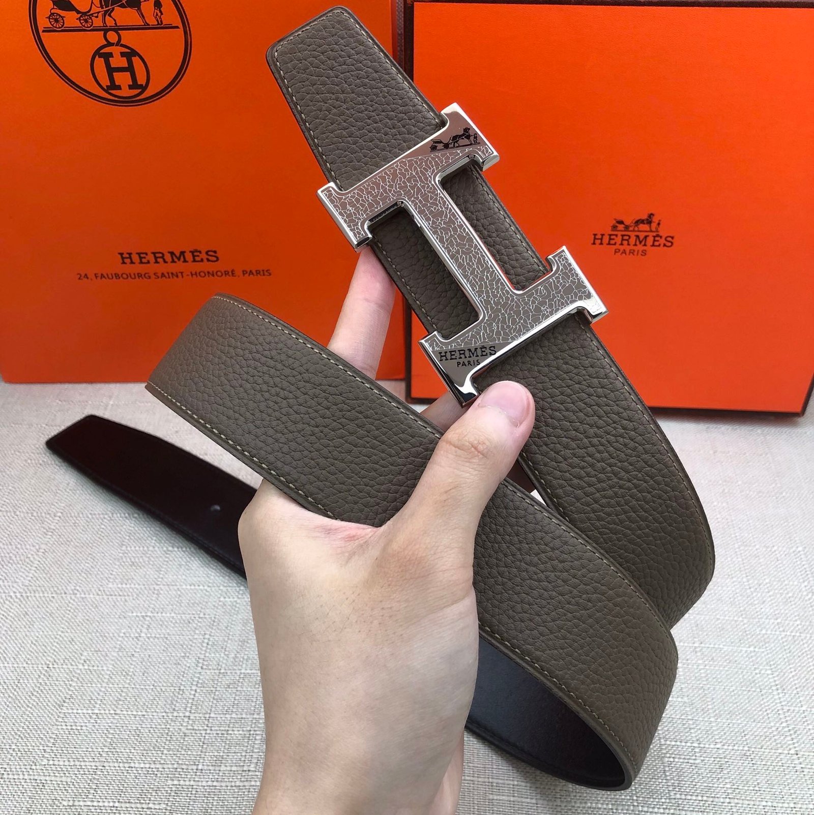 Hermes H Belt Buckle & Reversible Brown For Women, Women Belt 380MM