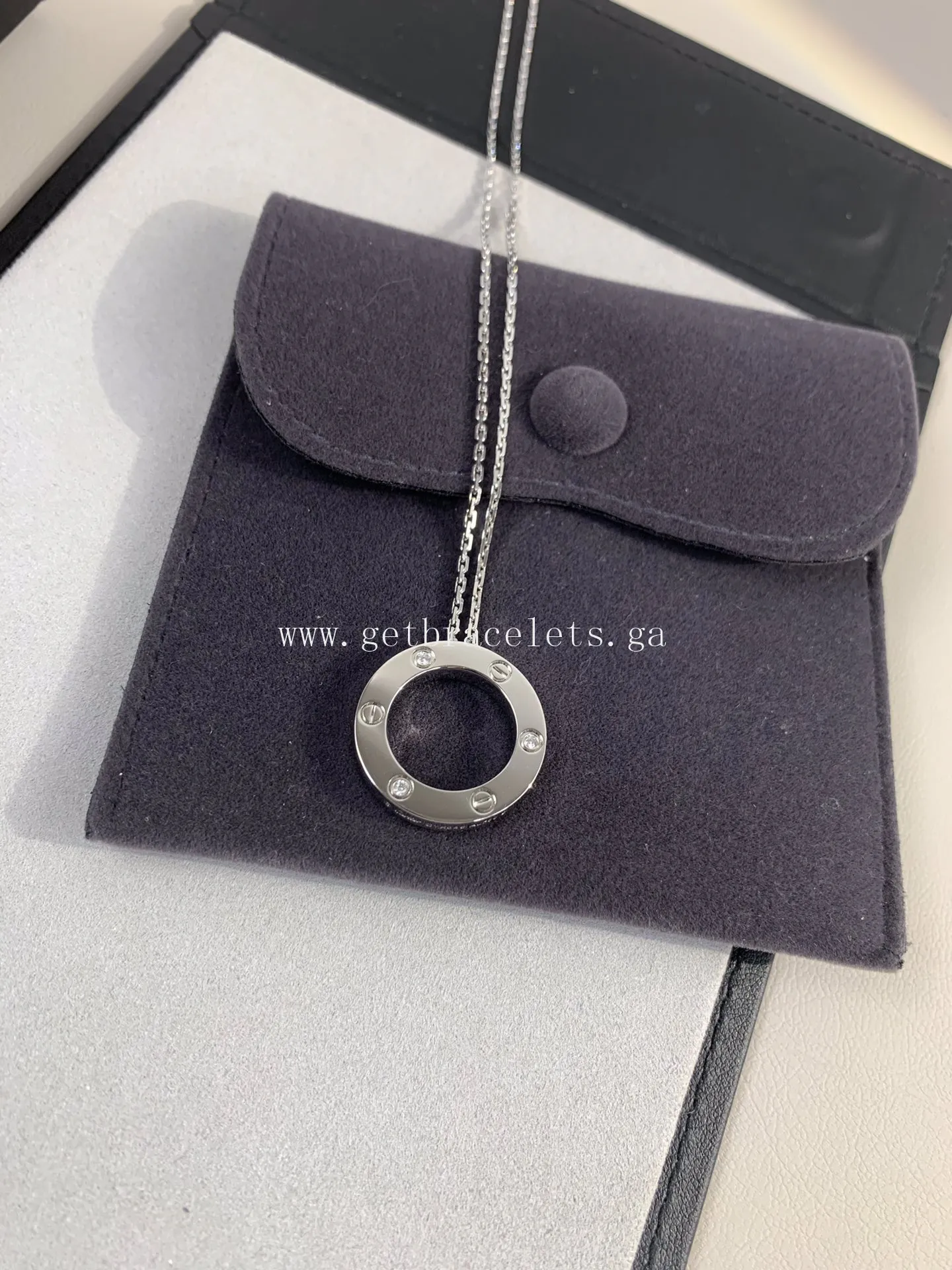 Cartier Love Necklace White Gold With 3 Diamonds