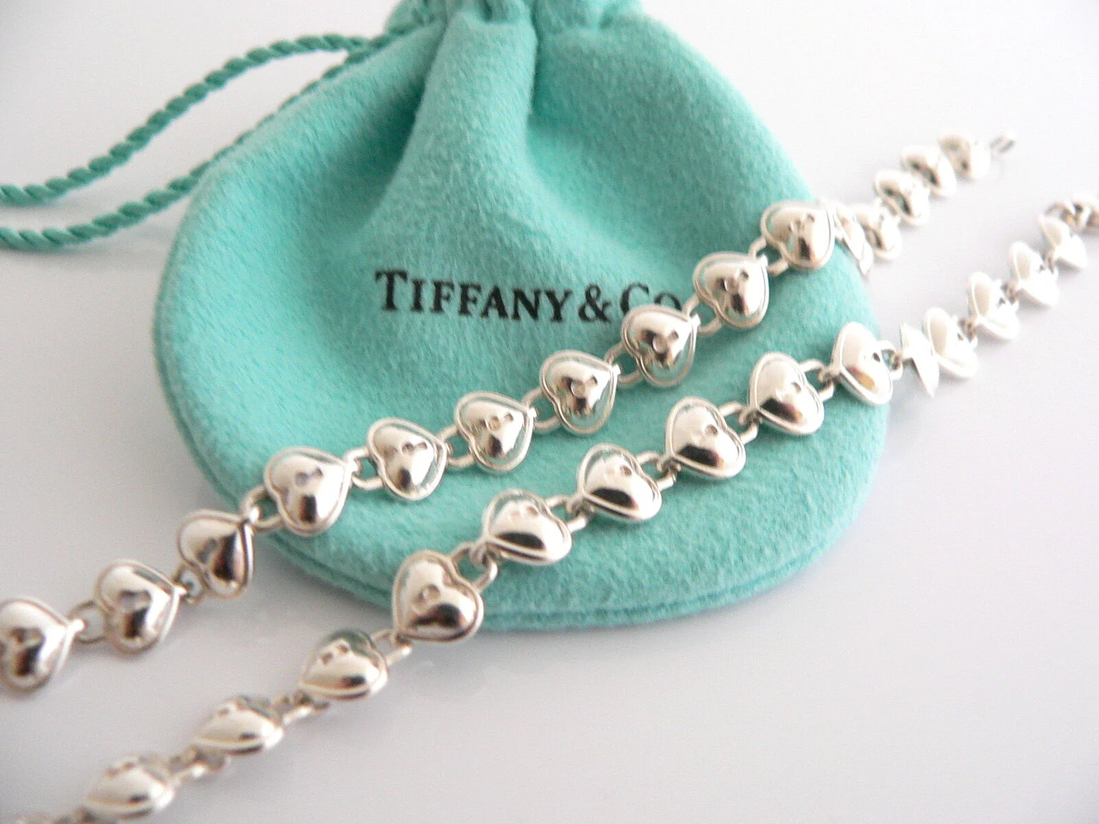 Tiffany & Co Heart Necklace Padlock Link Love Charm Chain Pendant Gift Pouch Art