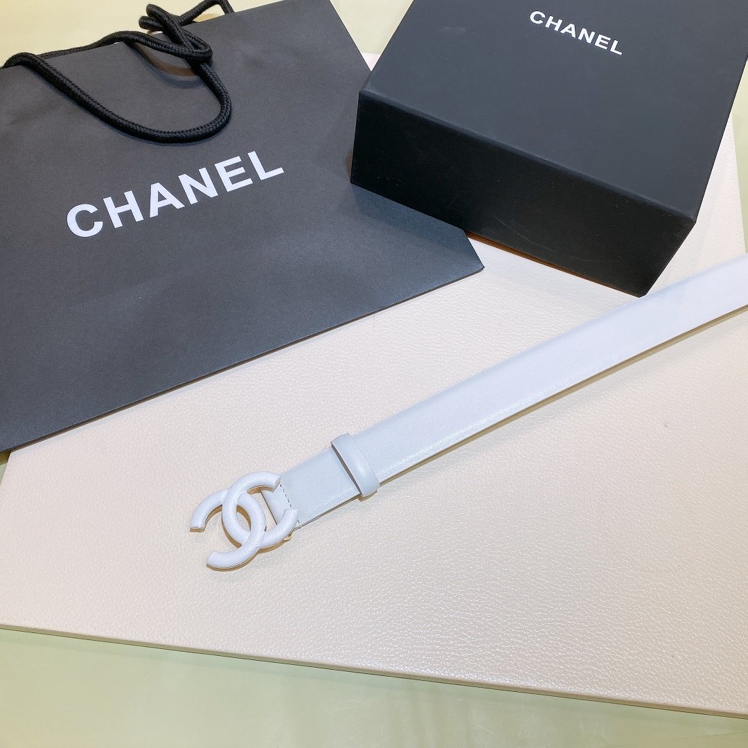 Chanel Belt With Double C Buckle White White-Toned Hardware Women Belt 30MM