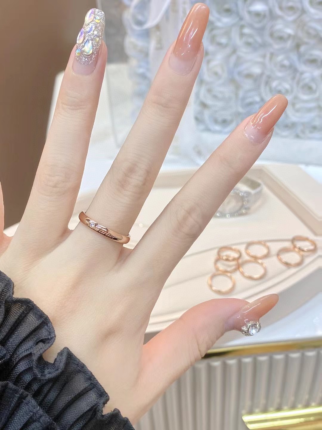 Cartier Ring with One Diamond, C DE CARTIER WEDDING BAND