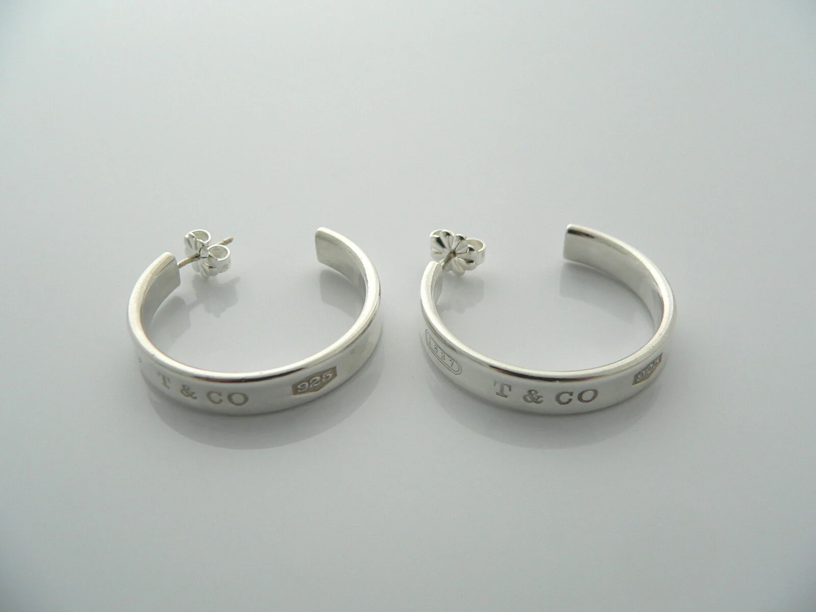 Tiffany & Co Silver 1837 Large Huge Hoop Earrings Rare Gift Love Statement