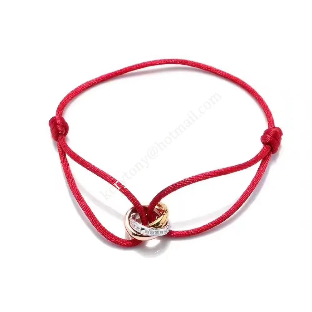Most Luxury Cartier Trinity Rope Bracelet White Gold/Yellow God/Rose Gold With Diamonds Low Price