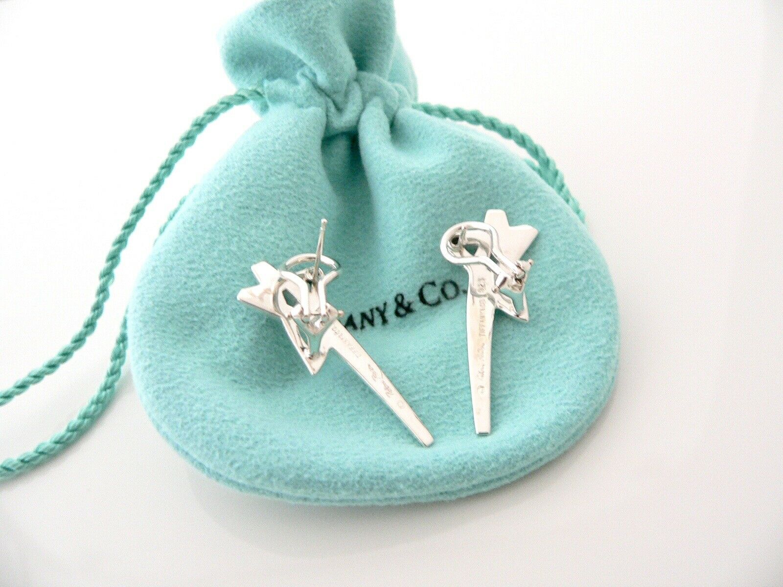 Tiffany & Co Silver Picasso Shooting Star Earrings Studs Gift Pouch Love Art