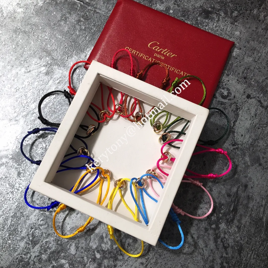 Fake Cartier Trinity Rope Bracelet White Gold/Yellow God/Rose Gold Celebrity Same Christmas