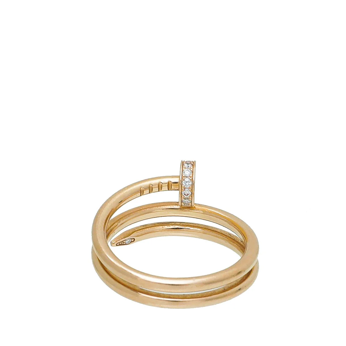 Cartier 18K Rose Gold 14 Diamond Double Juste Un Clou Ring 54