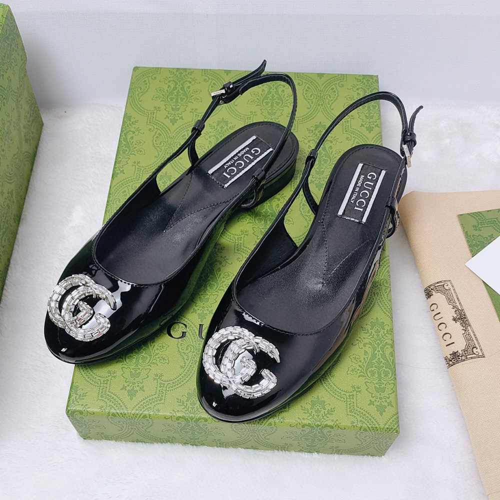 Gucci Leather Flats  Slide Sandal (Replica)