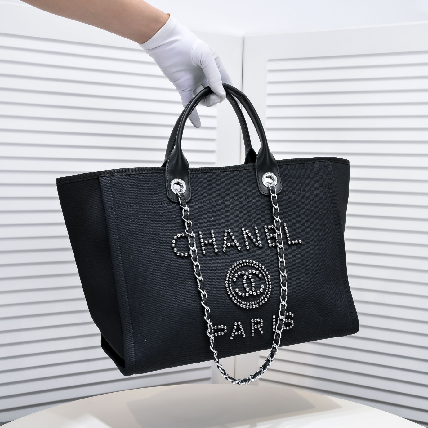 Chanel Cruise Chain Canvas Beach Bag Shopping bag Tote Shoulder Bag Handbag