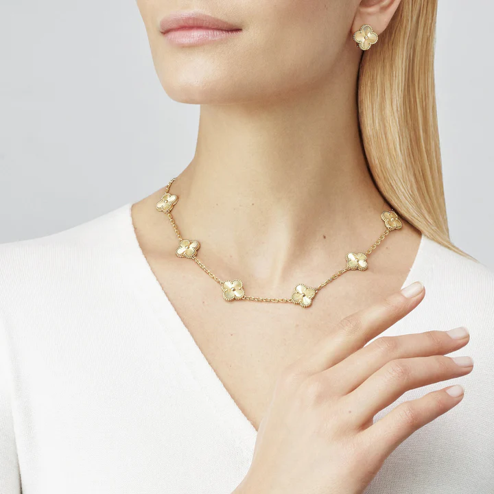 Clover Leaf Necklace,925 Silver, 18k Gold Plated,10 Motifs