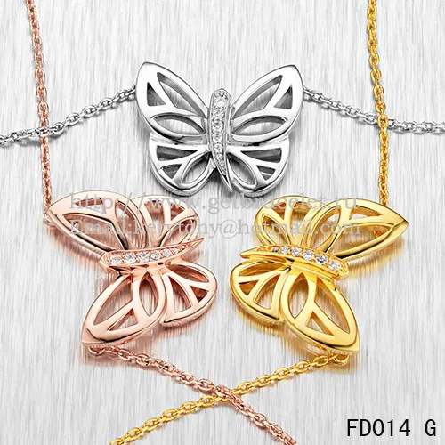 Van Cleef Arpels Butterfly Hollowing Carving Pendant Yellow Gold With Diamond