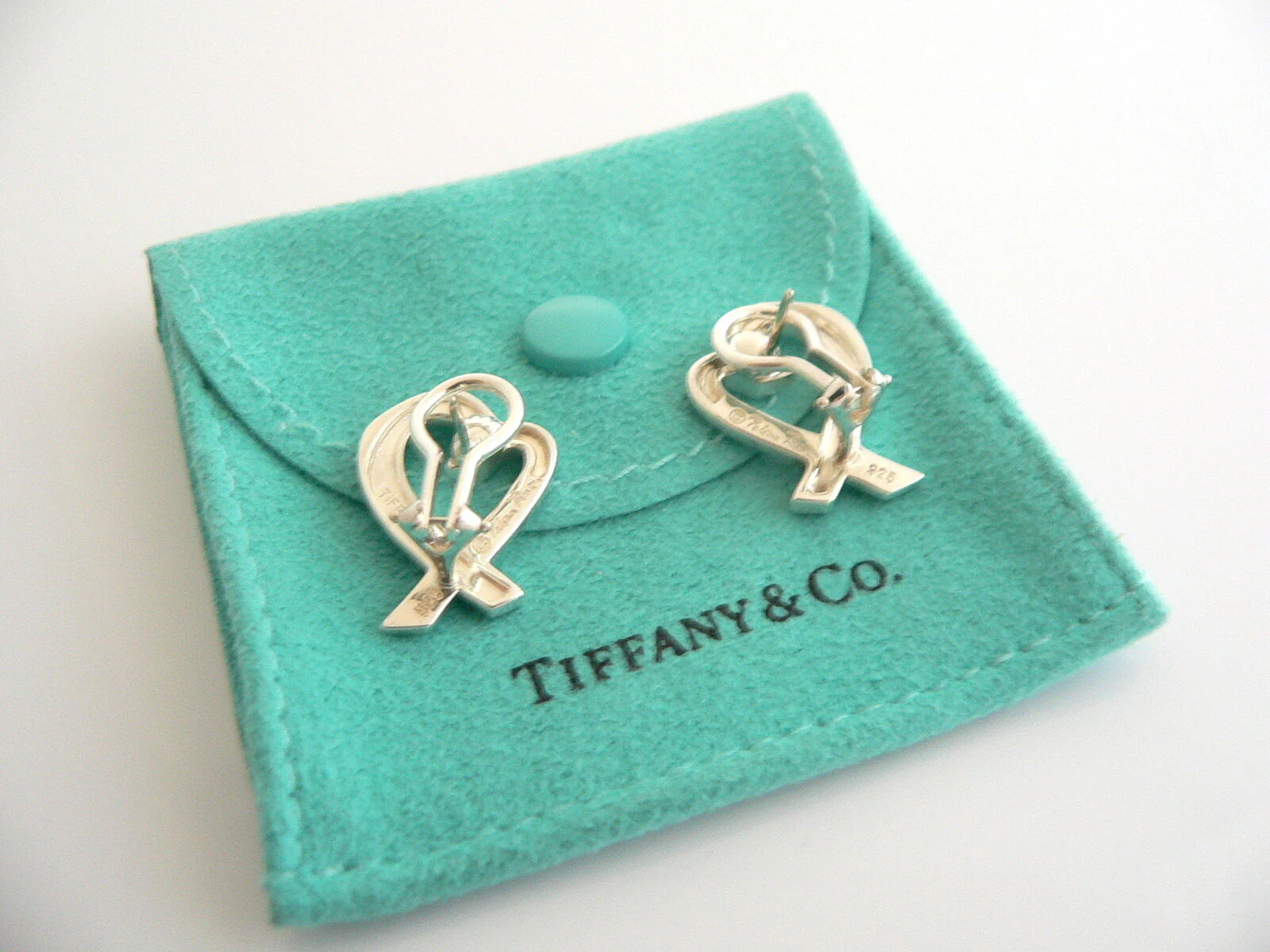 Tiffany & Co Silver Picasso Large Loving Heart Earrings Studs Rare Gift Pouch