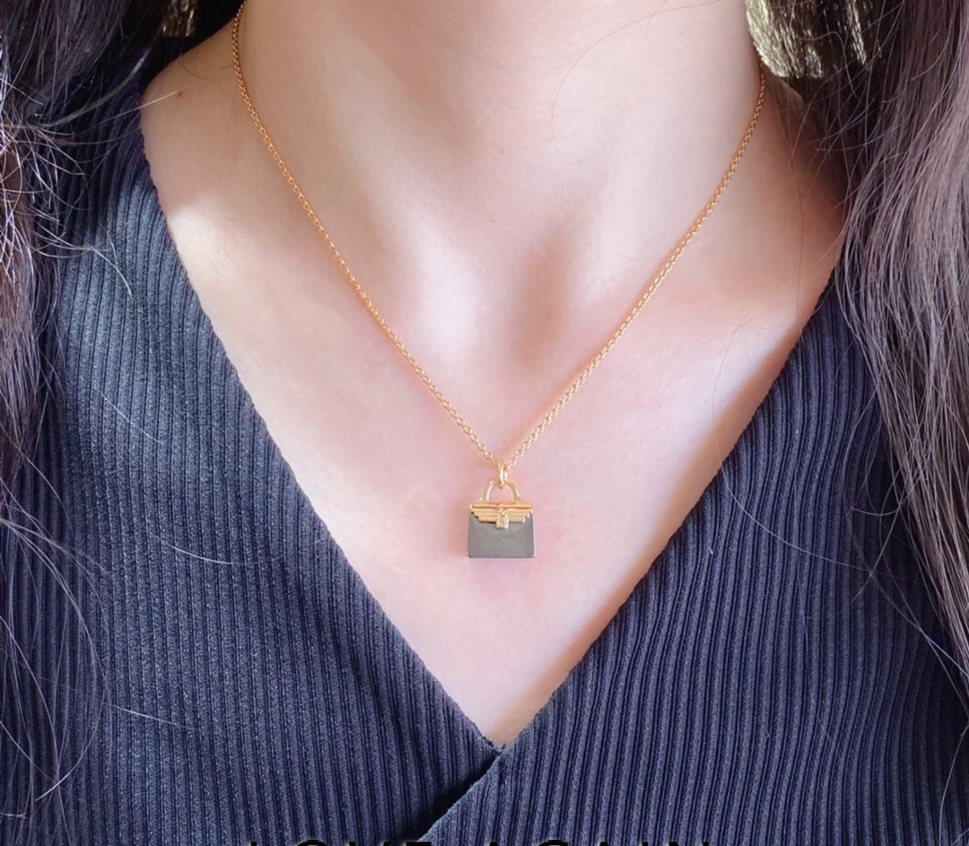 Hermes Black Bag Necklace