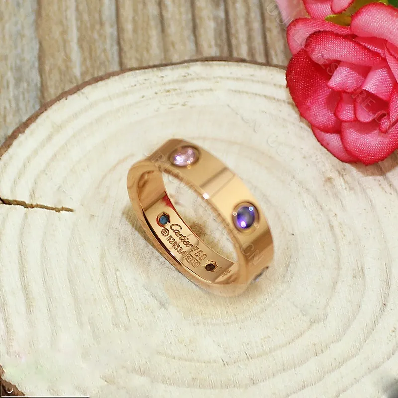 Cartier Love Ring Pink Gold Sapphires Garnets Amethyst B4087800