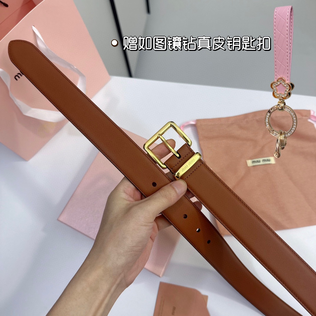 MiuMiu Leather Belts 1:1 Mirror Version