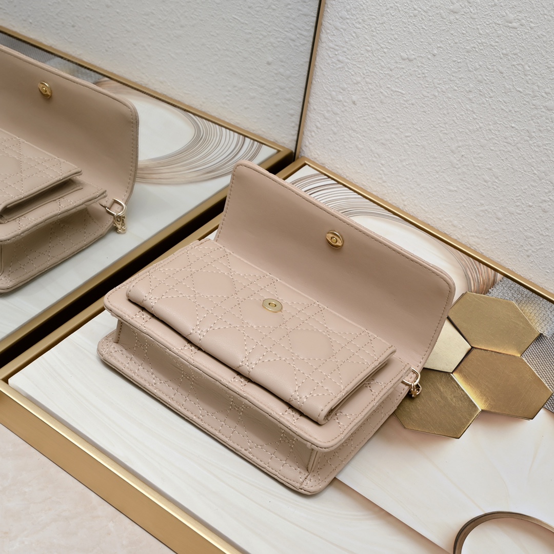 Dior Lady Dior Daily Chain Pouch Cannage lambskin Shoulder Bag Handbag