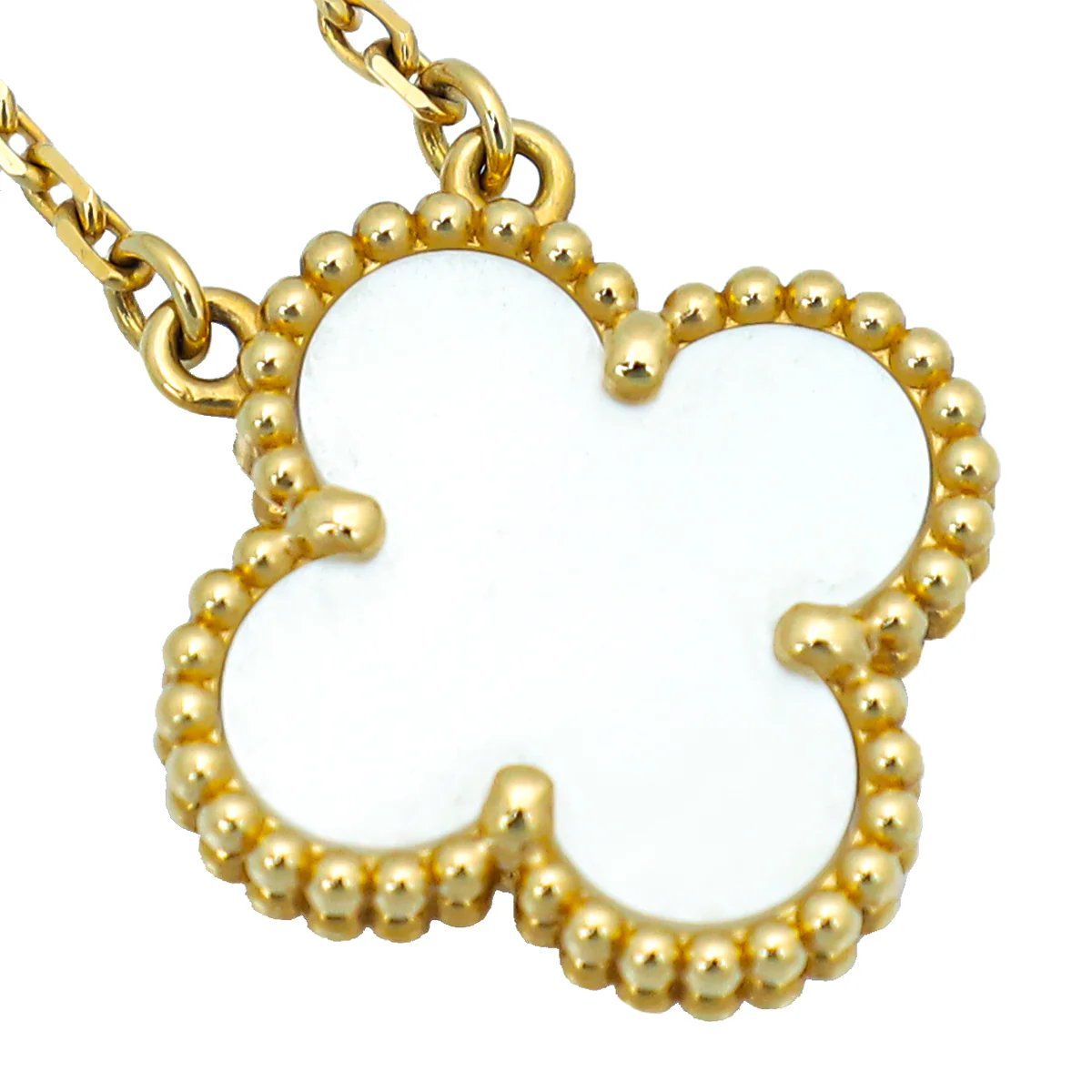 Van Cleef & Arpels 18K Yellow Gold MOP Vintage Alhambra Necklace