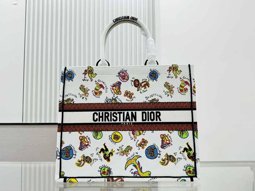 Dior Book Tote Embroider Large Shoulder Bag Handbag