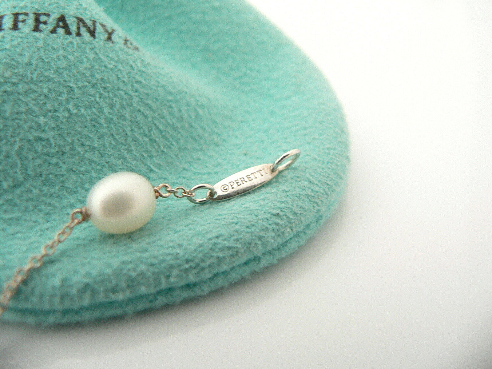 Tiffany & Co Silver Pearls by the Yard Bracelet Bangle 7.4 Inch Chain Gift Love