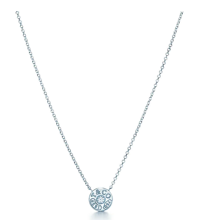 Tiffany 1837 Copy Circle Pendant With One Diamond Necklace Silver/ Rose Gold Gift For Girls 33285973/33286007