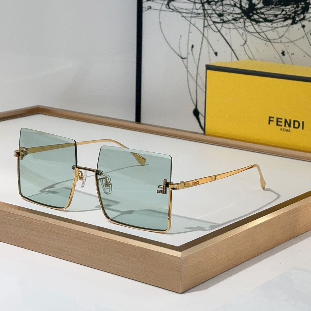 Fendi  Half Frame Thin Metal Frame Sunglasses Top quality （Replica）