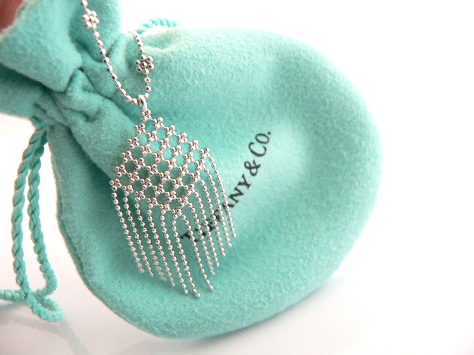 Tiffany & Co 18K Gold Fringe Flower Bead Dangling Dangle Necklace Pendant Charm