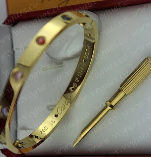 New Arrival Cartier Love Bracelet Yellow Gold Colorful Diamonds B6036417