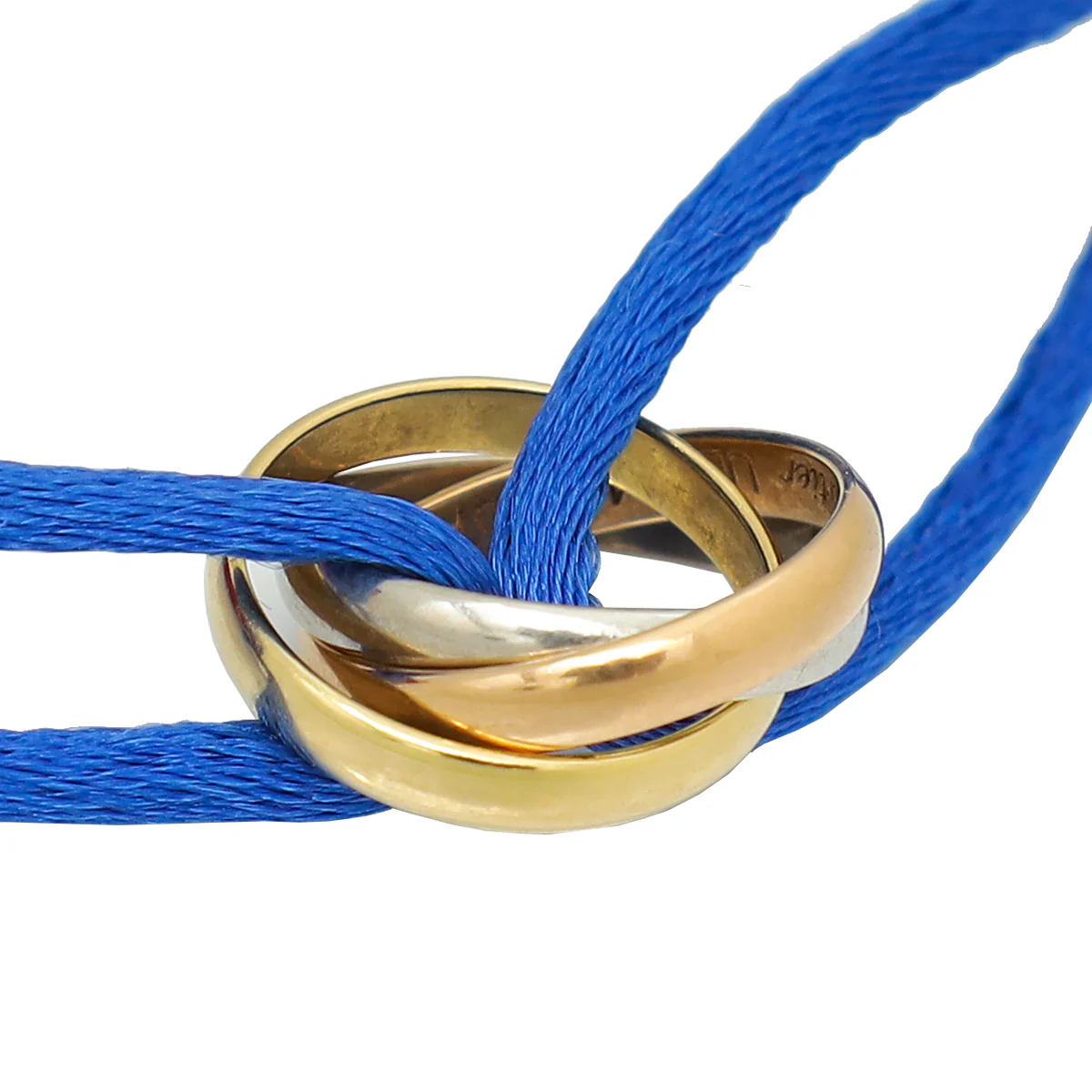 Cartier 18K Trinity Gold Blue Cord Bracelet