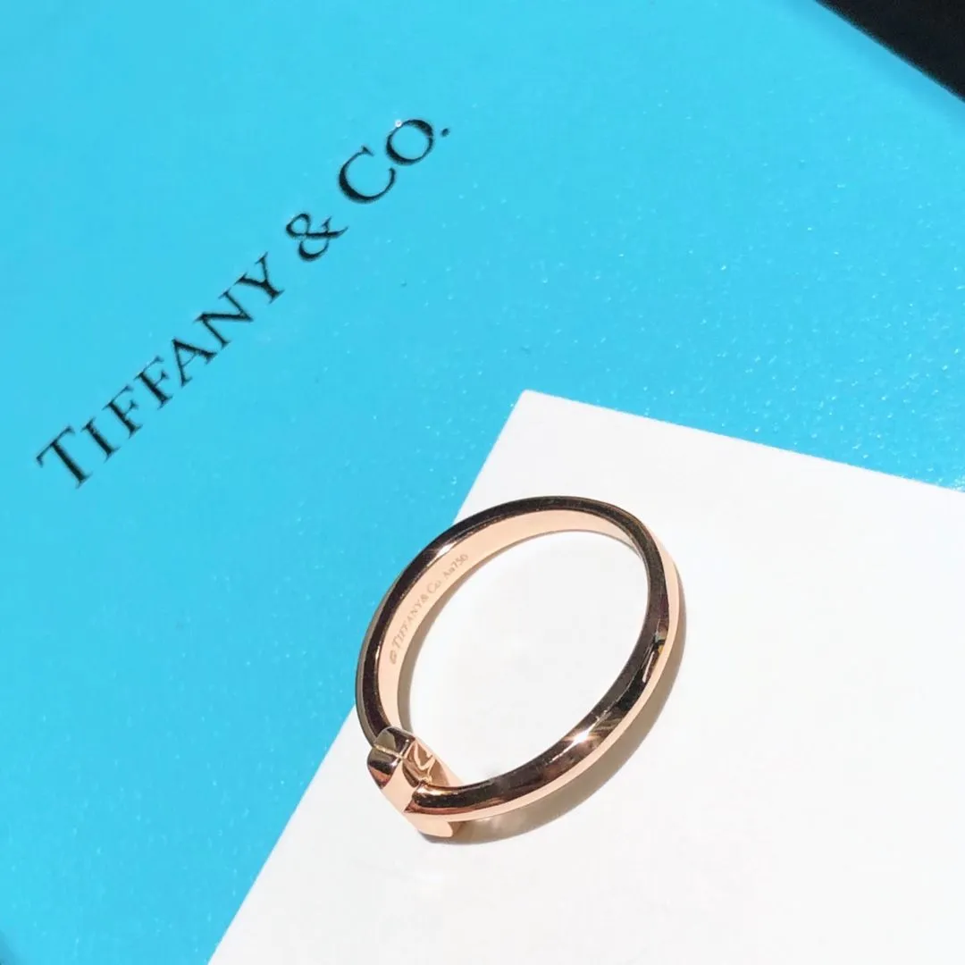 2021 Tiffany Single Side Diamonds High End Tiffany T Rose Gold T1 Ring Celebrity Style
