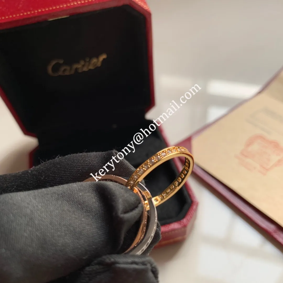Top Sale Cartier Trinity Ring White Gold/Yellow God/Rose Gold With Pave Diamonds B4075100 Online
