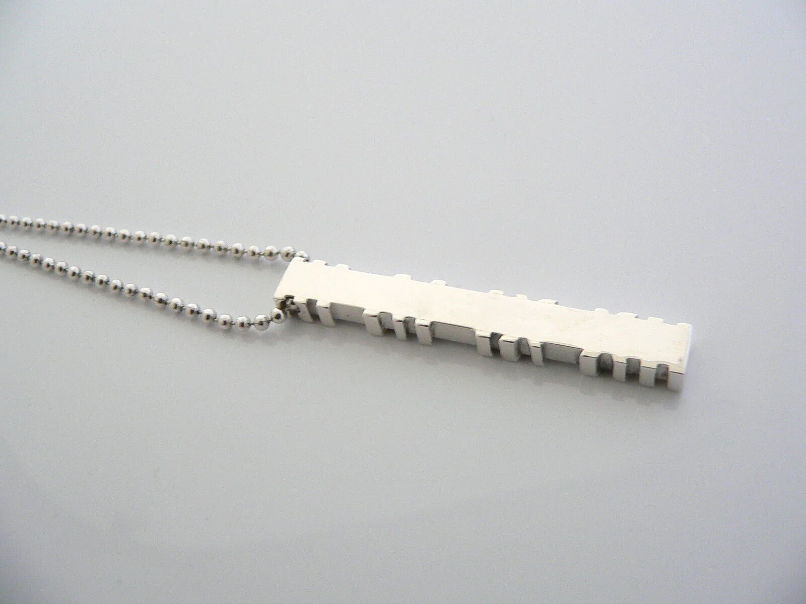 Tiffany & Co Silver Atlas Bar Dangling Dangle Necklace Pendant Chain Gift 20 In