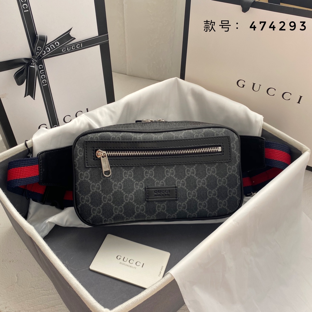 Gucci Canvas & Leather Waist Bag Belt Bag(Replica)