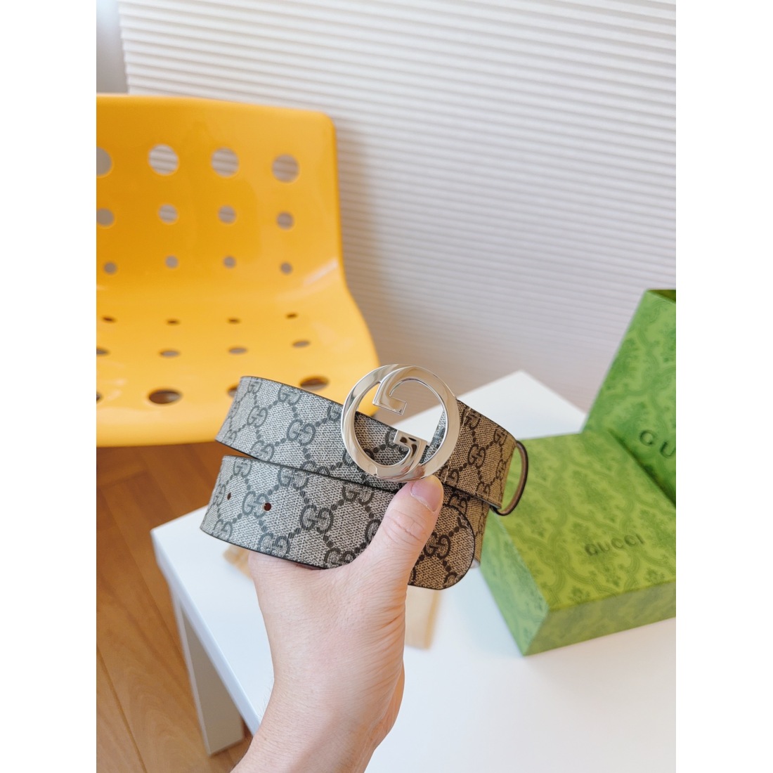 Gucci Classic Printed Cowhide Stainless Steel Belt 38MM