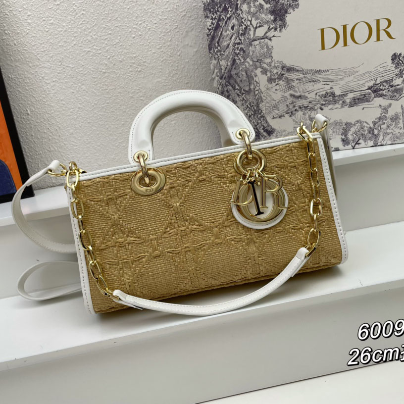 Dior Lady D-Joy Raffia Shoulder Bag Handbag