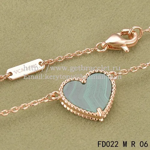Van Cleef Arpels Sweet Alhambra Heart Pendant Pink Gold With Malachite Mother Of Pearl