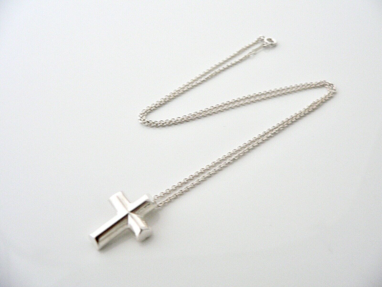 Tiffany & Co Large Tenderness Cross Necklace Pendant Charm Gift Silver 18 Inch