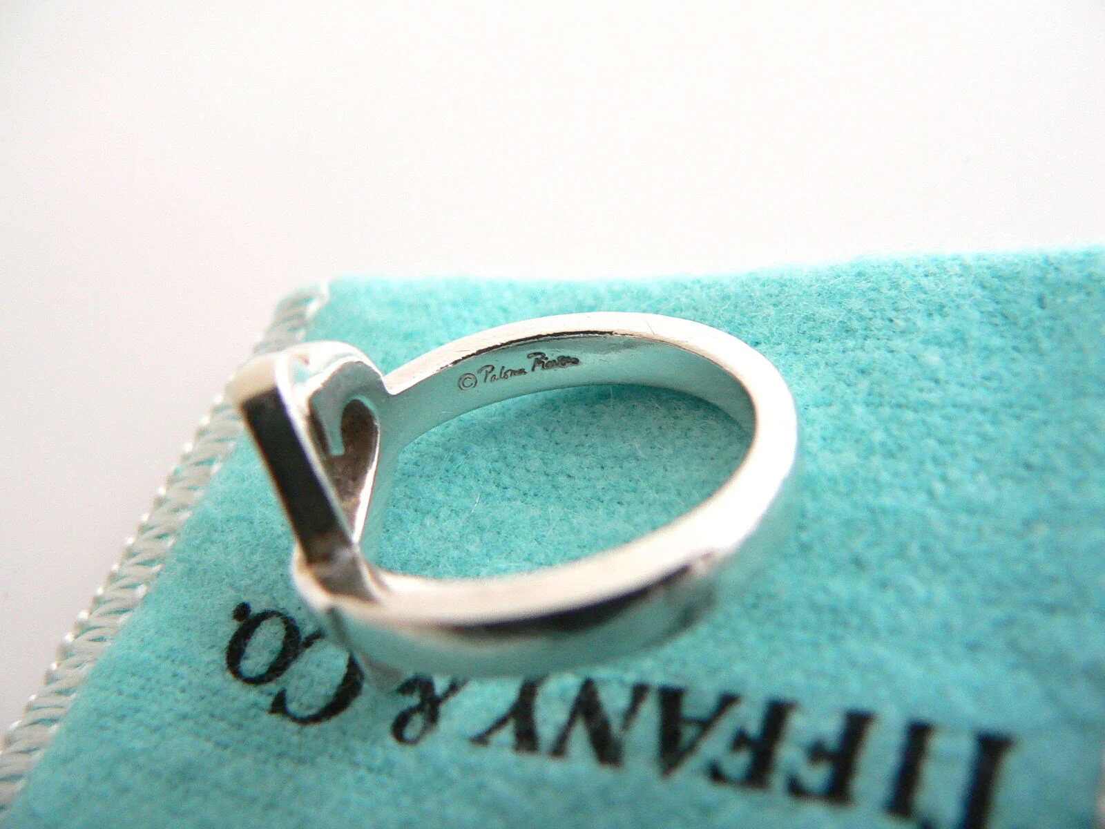 Tiffany & Co Silver Picasso Diamond Loving Heart Ring Band Sz 6.75 Gift Pouch