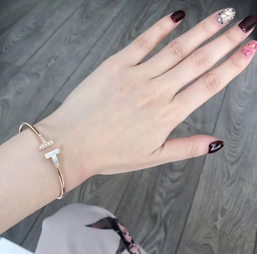 Best New Tiffany Tiffany T1 Rose Gold Double T Asymmetric Diamonds&MOP Sale Online Rigent Bracelet