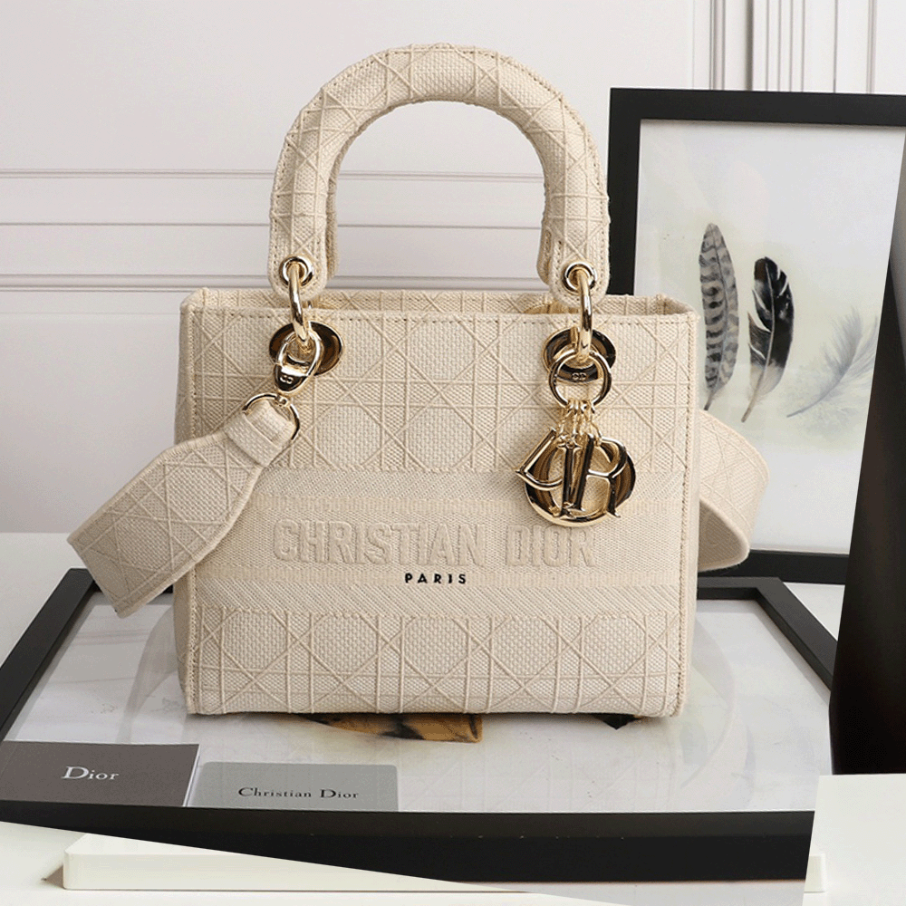Dior Medium LADY Bag Cannage Embroidery(Replica)