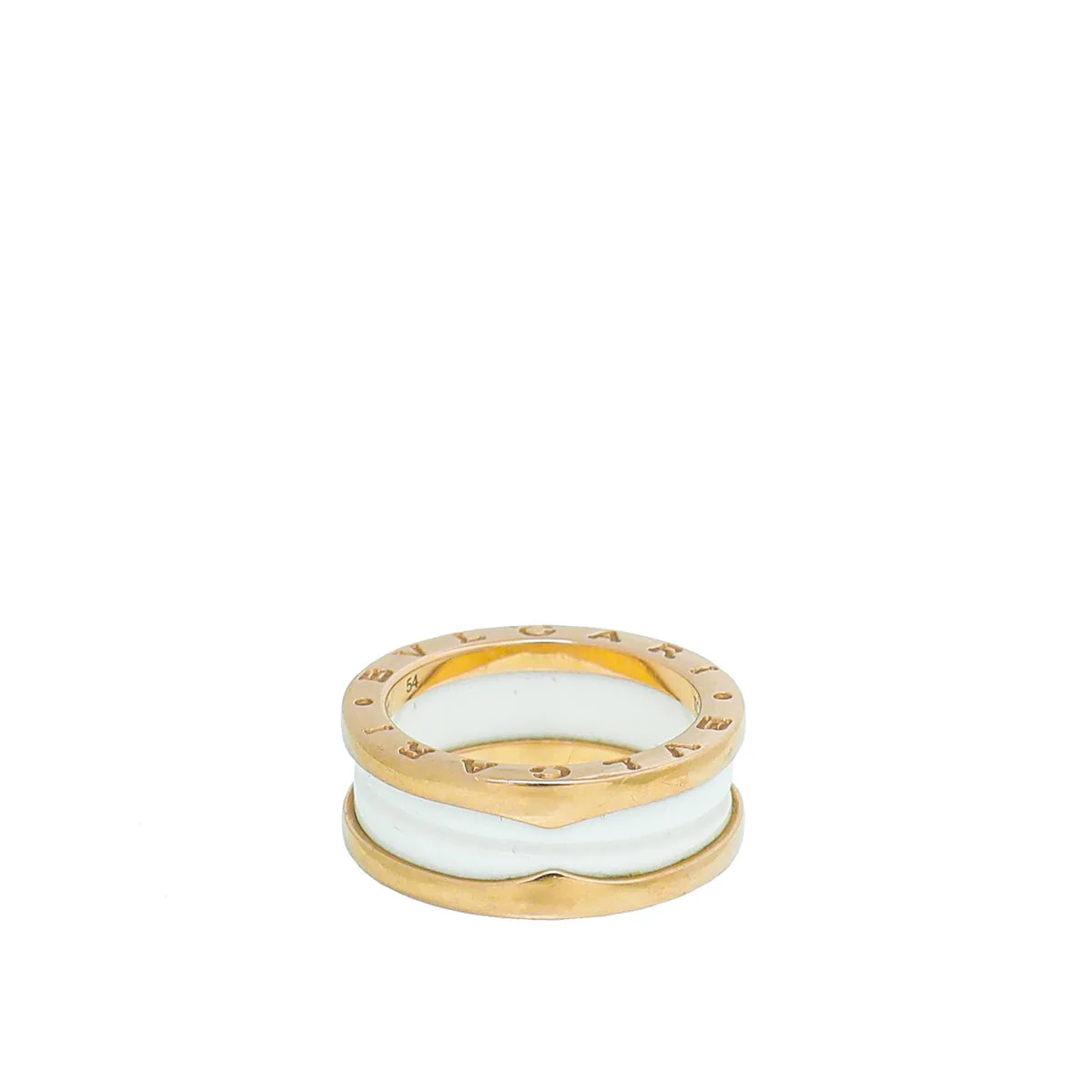 Bvlgari 18K Rose Gold B Zero1 Two Band Ceramic Ring 54