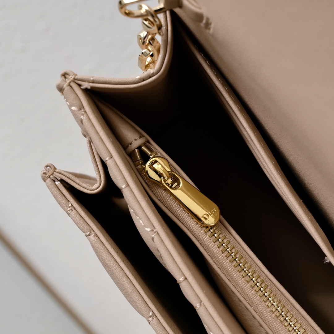 Dior Lady Dior Daily Chain Pouch Cannage lambskin Shoulder Bag Handbag