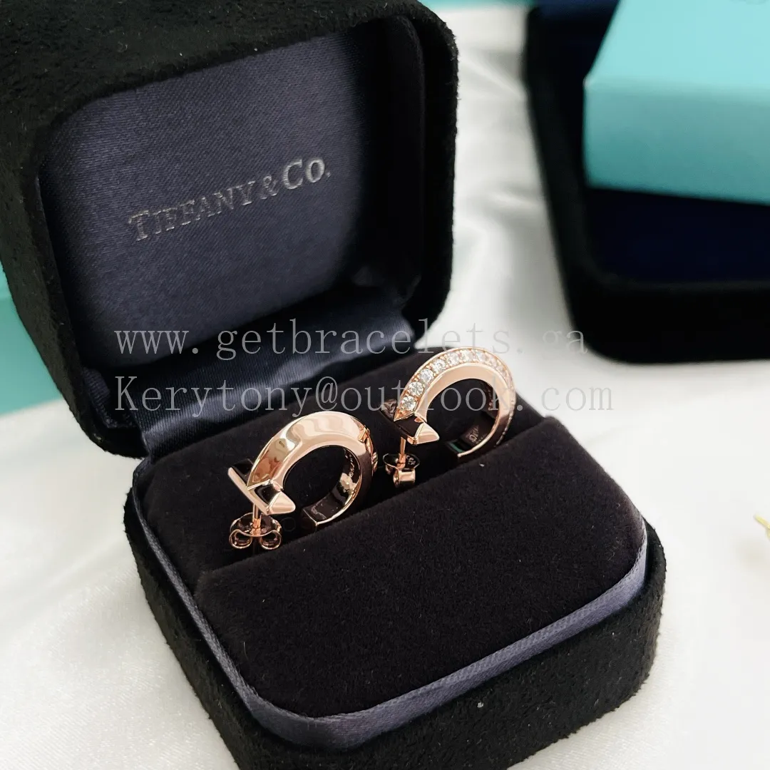 Tiffany T T1 Hoop Earrings Yellow Gold/White Gold/Pink Gold with Diamonds