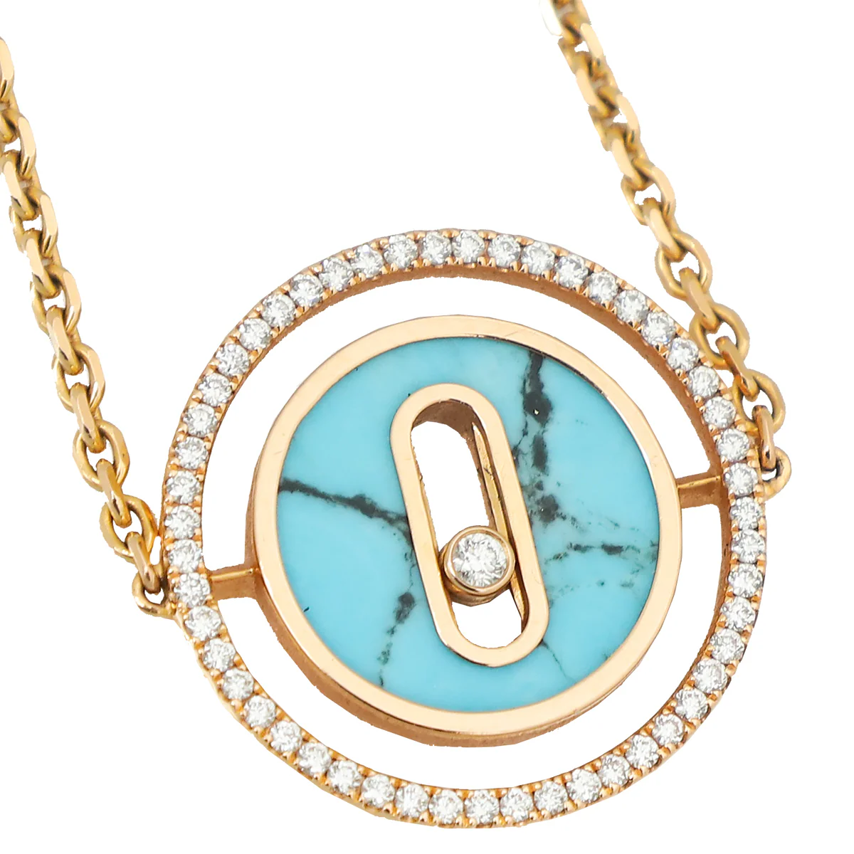 Messika 18K Pink Gold Turquoise Diamond Lucky Move Bracelet