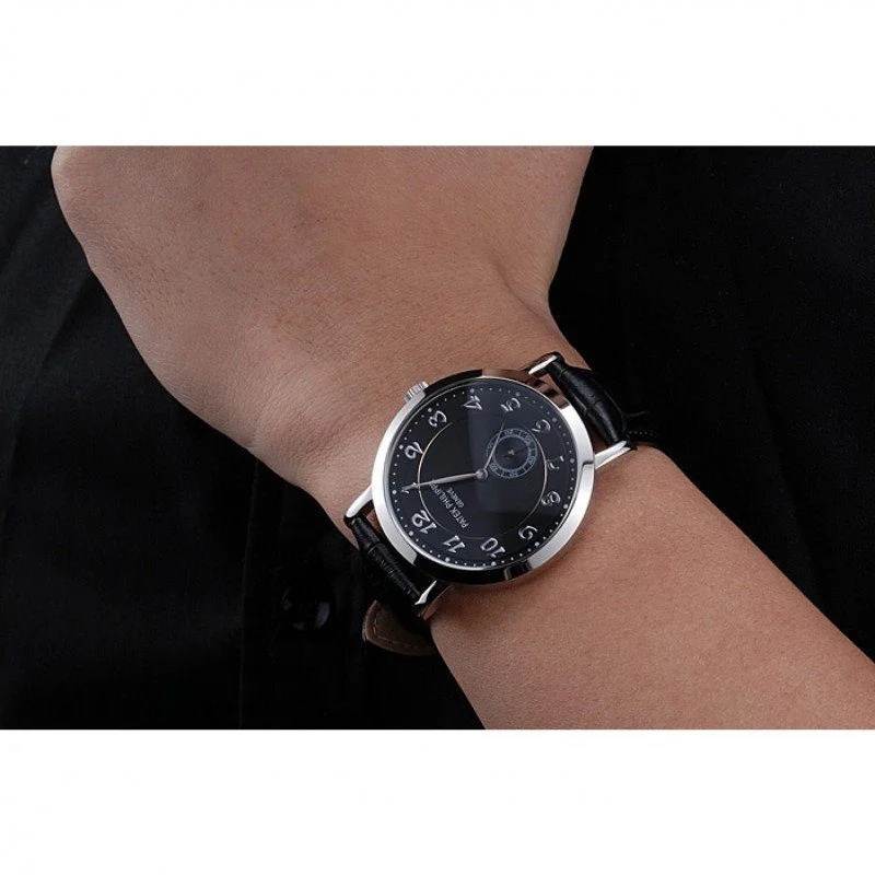 Calatrava Dial Black 42 mm, Stainless Steel